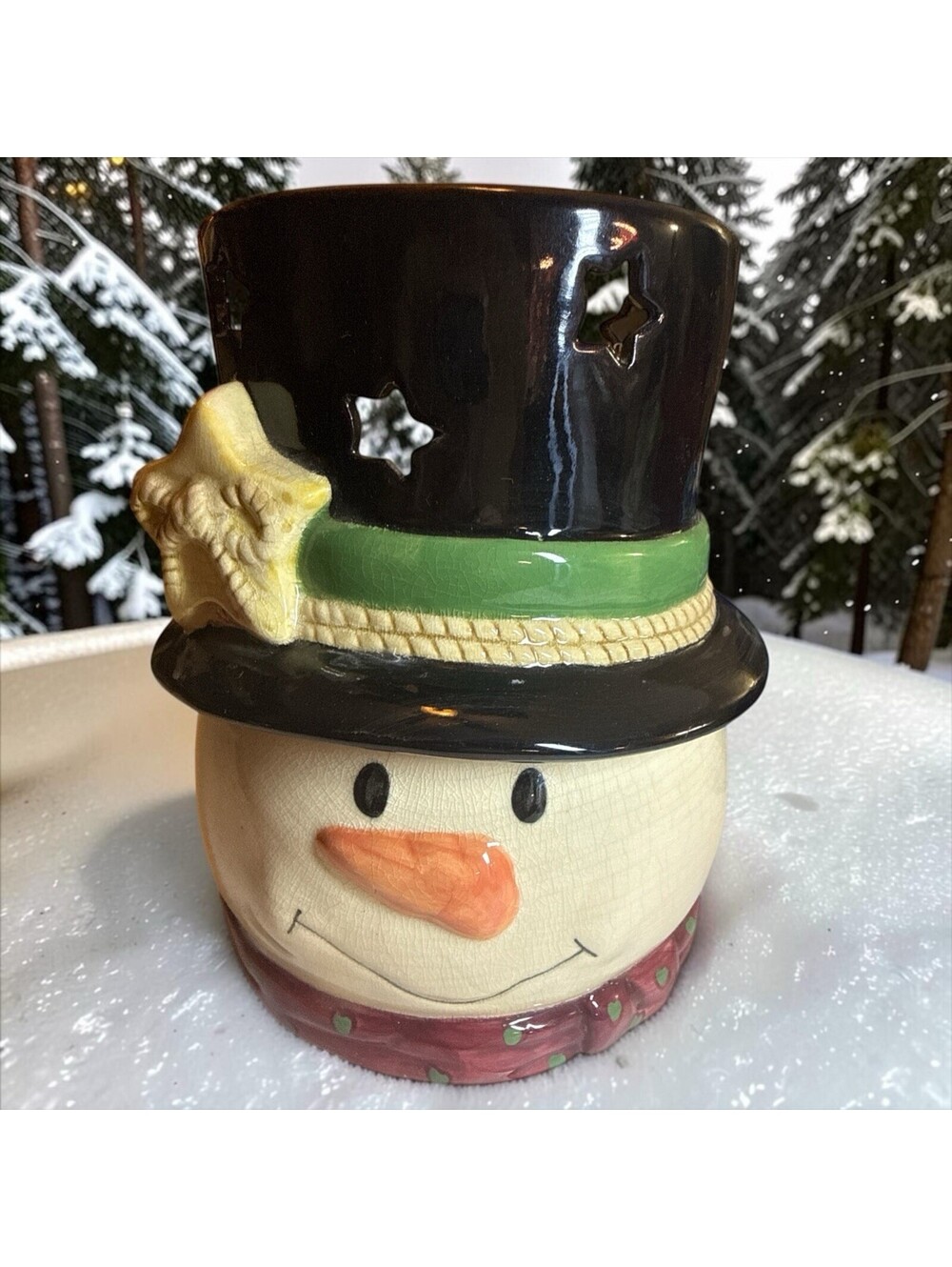 Snowman Candle Holder by Ganz Casa Bella 7.5"H x 6.5"W Ceramic